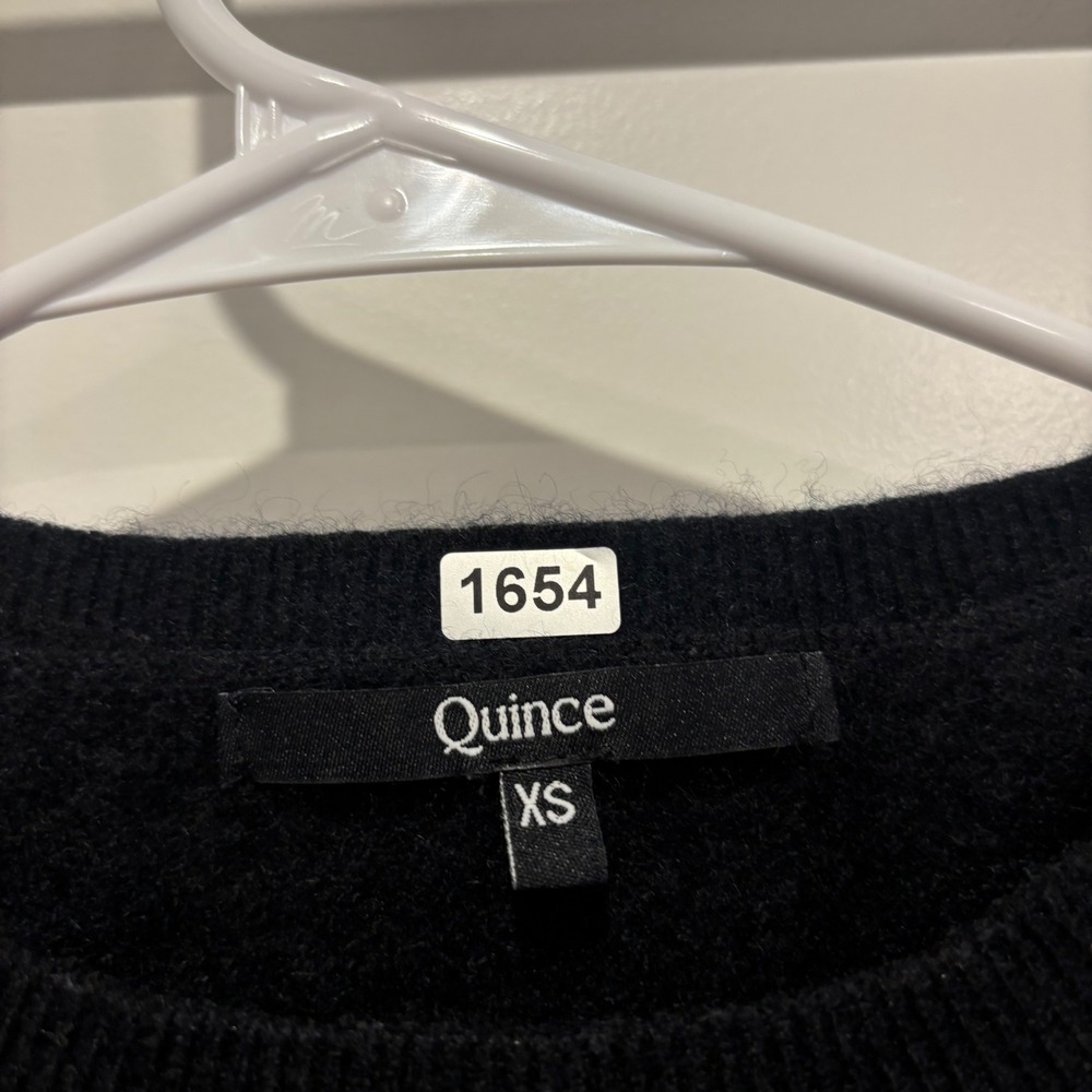 Quince Black Crewneck Long Sleeve Knit Sweater Womens XS - Picture 2 of 7